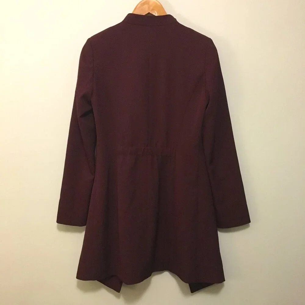 Le Château Long Burgundy Open Front Blazer Cardigan Jacket Size XXS - Picture 2 of 15